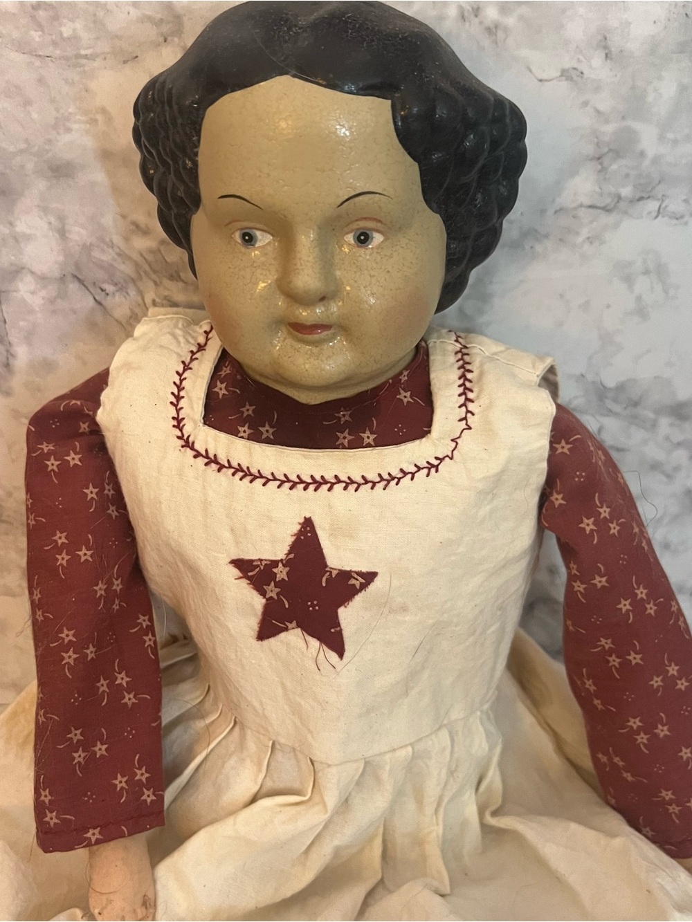Reproduction China Head Doll | Vintage Style Cloth Body